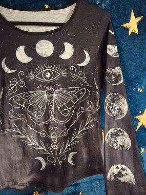Moon Cosmic Moth Long Sleeve tee